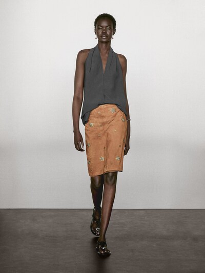 Massimo Dutti Юбка-миди из замши