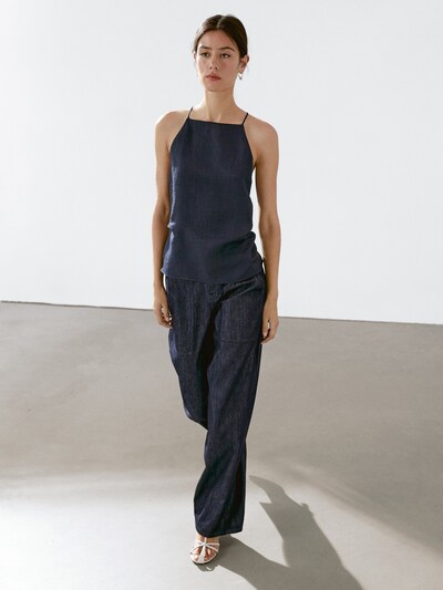 Massimo Dutti Топ с прямым горловым вырезом из смесового льна