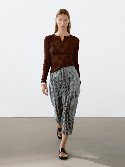 Massimo Dutti Юбка-миди в принт с деталями в складку