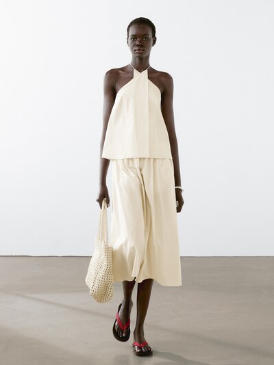 Massimo Dutti Топ в полоску из смесового хлопка