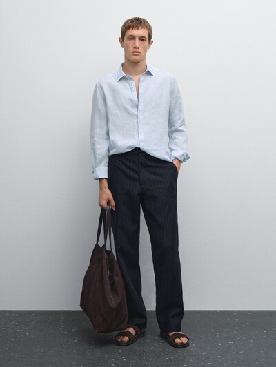 Massimo Dutti Рубашка из льна в полоску