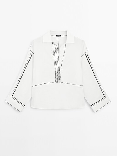 Massimo Dutti Блуза свободного кроя с контрастными деталями