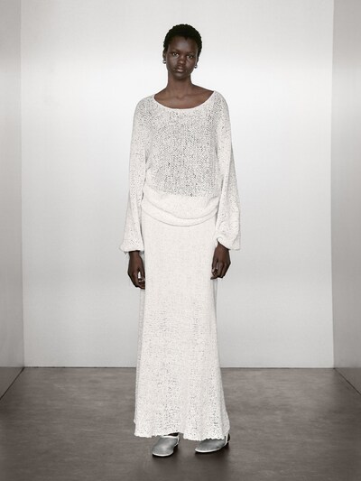 Massimo Dutti Юбка-миди из смесового хлопка