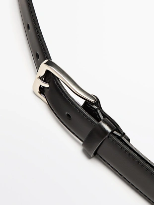 Кожаный ремень с отстрочкой сверху- Заказать в России