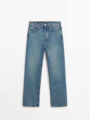 Джинсы прямого кроя с эффектом стирки- Заказать в России