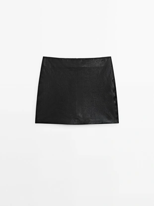Мини-юбка с текстурой кожи наппа- Заказать в России