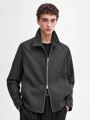 Жакет из полушерстяной ткани в елочку- Заказать в России