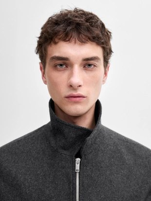 Жакет из полушерстяной ткани в елочку- Заказать в России