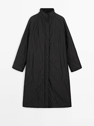 Стеганое пальто с ромбовидной подкладкой- Заказать в России