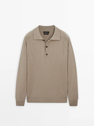 Шерстяной вязаный свитер с воротником поло- Заказать в России