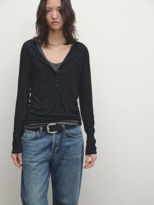 Купить Massimo Dutti Футболка с двойными пуговицами