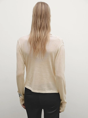 Вязаная футболка с рюшами из смеси шерсти- Заказать в России