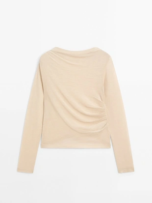 Вязаная футболка с рюшами из смеси шерсти- Заказать в России