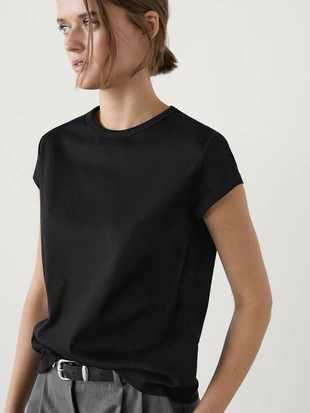 BLACK|6202/543 - Massimo Dutti Футболка из 100% мерсеризованного хлопка