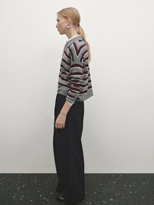 Полосатая водолазка вязаный джемпер- Заказать в России