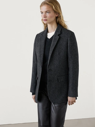 Блейзер из полушерстяной ткани в елочку- Заказать в России