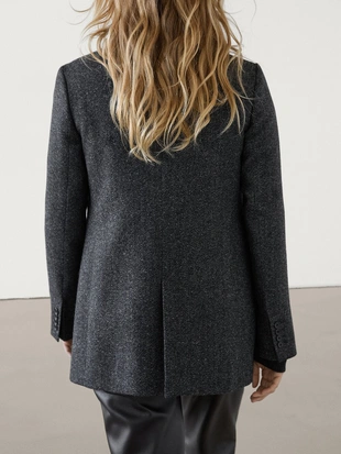 Блейзер из полушерстяной ткани в елочку- Заказать в России