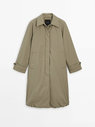 Легкое стеганое длинное пальто-тренч- Заказать в России