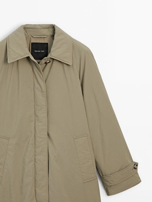 Легкое стеганое длинное пальто-тренч- Заказать в России