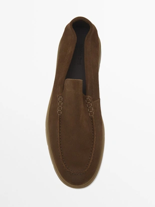 Мокасины из замшевой кожи с разрезом- Заказать в России