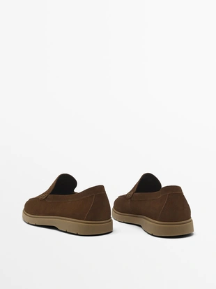 Мокасины из замшевой кожи с разрезом- Заказать в России