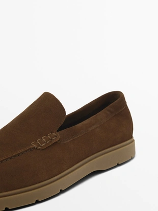 Мокасины из замшевой кожи с разрезом- Заказать в России