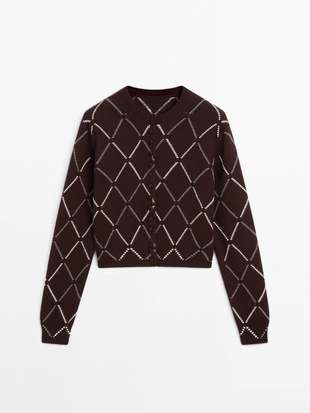 Кардиган ромбовидной вязки из смеси шерсти- Заказать в России