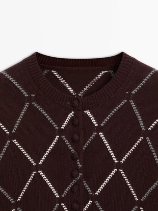 Кардиган ромбовидной вязки из смеси шерсти- Заказать в России