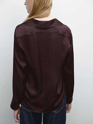 Струящаяся атласная рубашка- Заказать в России