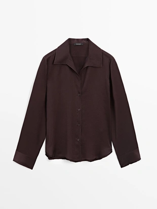 Струящаяся атласная рубашка- Заказать в России