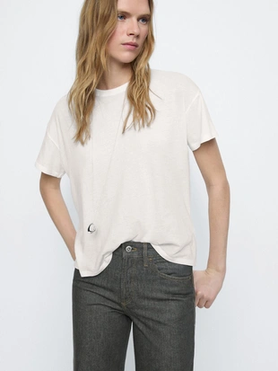 Хлопчатобумажные джинсы средней посадки с широкими штанинами- Заказать в России