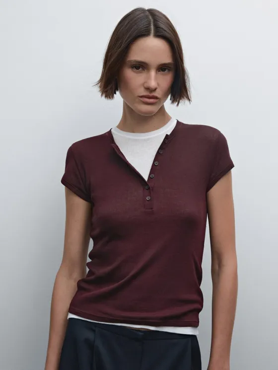 Двухслойная хлопковая футболка henley