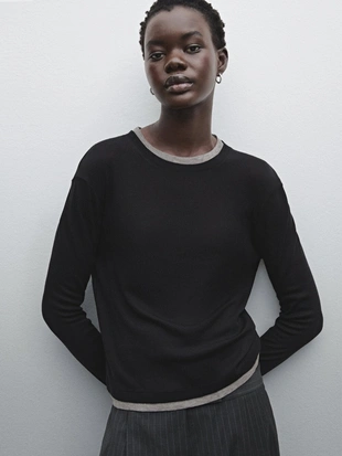 Купить Massimo Dutti Легкая двухслойная футболка из смеси шерсти