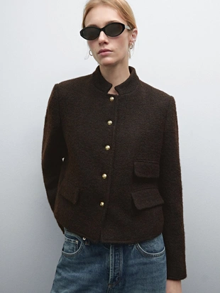 Короткий жакет со стразовыми пуговицами- Заказать в России