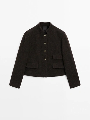 Короткий жакет со стразовыми пуговицами- Заказать в России