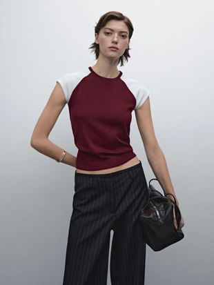 Брюки из полушерстяной ткани в тонкую полоску- Заказать в России