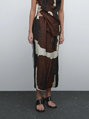 Юбка миди с принтом и ткаными деталями- Заказать в России