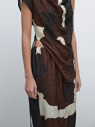 Юбка миди с принтом и ткаными деталями- Заказать в России