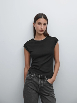 Купить Massimo Dutti Футболка с контрастными деталями