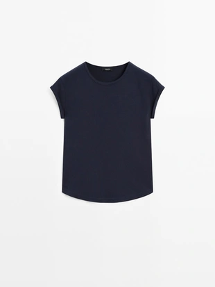 Футболка из 100% хлопка с закругленным низом- Заказать в России