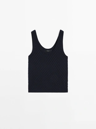 Топ на трикотажных бретелях с ромбовидным вырезом- Заказать в России