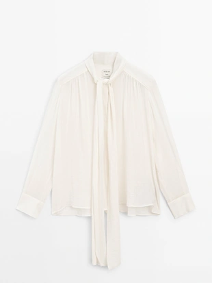 Струящаяся полупрозрачная рубашка с галстуком - студио- Заказать в России