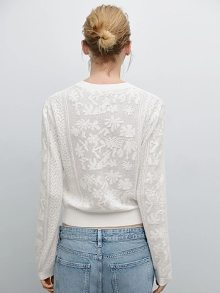 Ажурный кружевной вязаный джемпер- Заказать в России