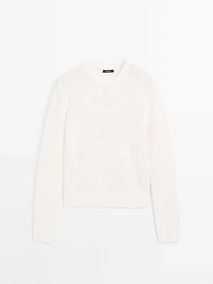 Ажурный кружевной вязаный джемпер- Заказать в России