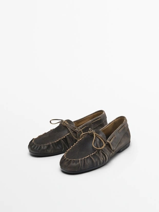 Присборенные мокасины с бантом- Заказать в России