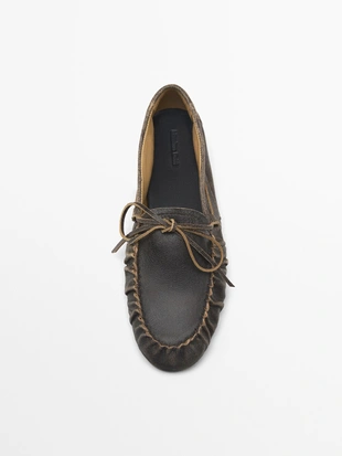 Присборенные мокасины с бантом- Заказать в России