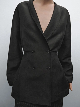 Легкий двубортный блейзер из смеси шерсти- Заказать в России