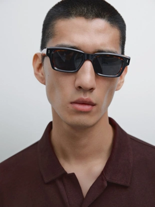 MAROON|0710/242 - Massimo Dutti Поло из смесового льняного трикотажа с коротким рукавом