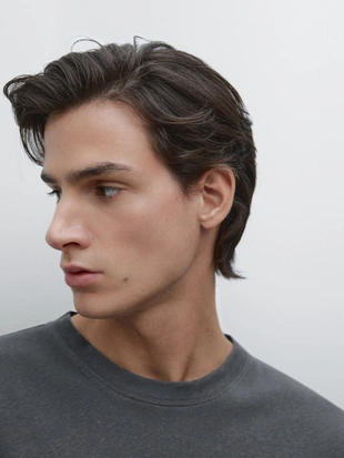 Футболка с коротким рукавом из льна и смесовой хлопок- Заказать в России