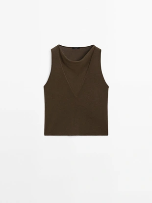 Топ с галстуком из тонкой вязаной хлопковой ткани- Заказать в России